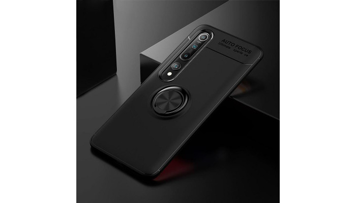TPU чохол Deen ColorRing під магнітний тримач (opp) для Xiaomi Mi 10 / Mi 10 Pro Чорний / Чорний - фото