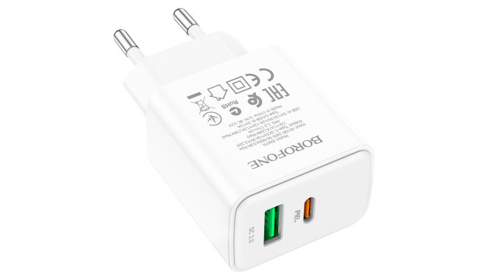 Сетевое зарядное устройство (зарядка) Borofone BA67A PD20W+QC3.0 Белый - фото