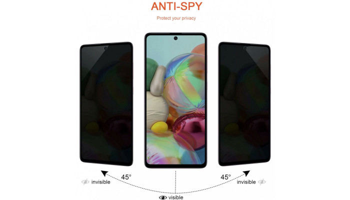 Захисне скло Privacy 5D (full glue) (тех.пак) для Samsung Galaxy A41 Чорний - фото