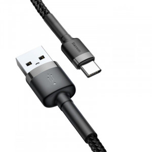 Дата кабель Baseus Cafule Type-C Cable 2A (2m) (CATKLF-C) Чорний / Сірий