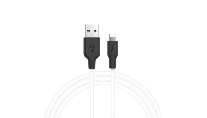Дата кабель Hoco X21 Plus Silicone Lightning Cable (2m) black_white - фото