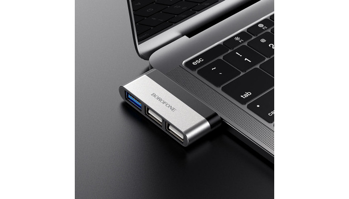 Перехідник Borofone DH1 Type-C to USB Чорний / Срібний - фото
