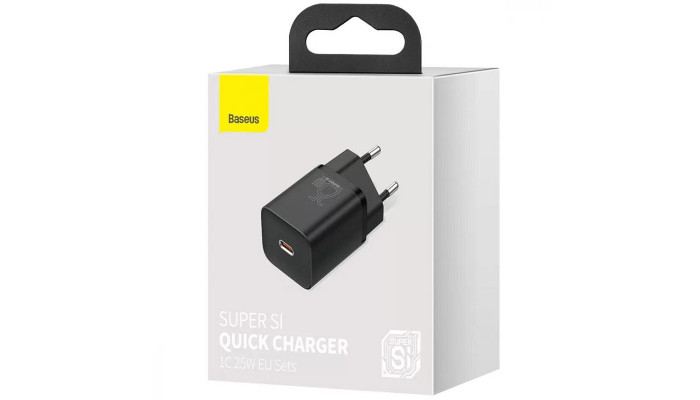 Мережевий зарядний пристрій (зарядка) Baseus Super Si Quick Charger 1C 25W (CCSP) Чорний - фото
